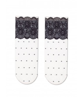 Трендовые женские носки в горошек с кружевным декором