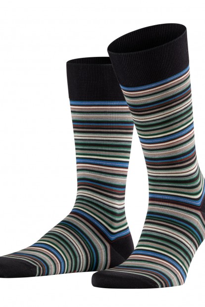 Носки мужские в полоску классической длины Falke Art.14041 microblock socks - фото 1