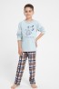 Хлопковая пижама для мальчиков с клетчатыми брюками и футболкой с длинным рукавом Taro 3084/3085/3089 aw23/24 parker  - фото 1