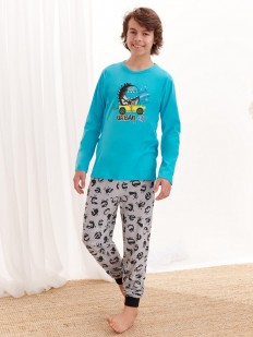 Подростковая пижама из кофты с длинным рукавом и брюк с манжетами