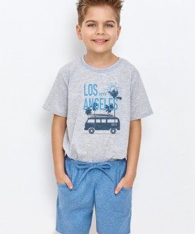 Хлопковая пижама для мальчика с футболкой и шортами с карманами