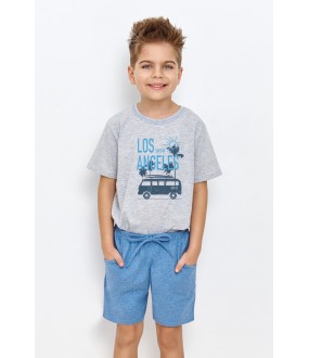 Хлопковая пижама для мальчика с футболкой и шортами с карманами