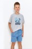 Пижама для мальчиков из хлопка с однотонными шортами и принтованной футболкой Taro 2947/2948/2952 zane - фото 3
