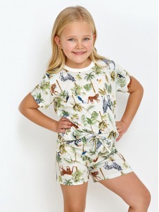 Хлопковая пижама для девочек с анималистичным принтом