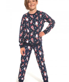 Хлопковая пижама с брюками для мальчиков с новогодним принтом