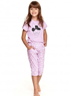 Цветная пижама для девочек со штанами капри и футболкой с принтом зайчика
