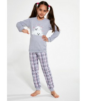 Хлопковая пижама для девочек со штанами в клетку и принтом морских котиков