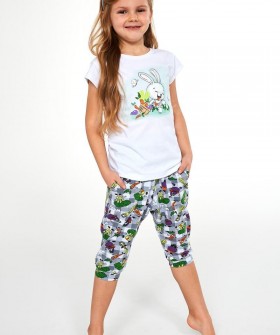 Детская пижама с кроликом для девочек: футболка и брюки капри