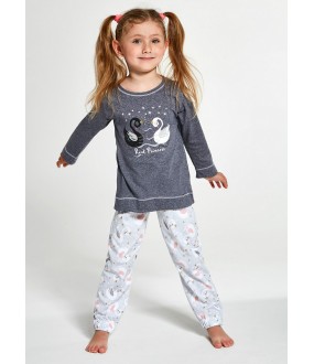 Хлопковая пижама для девочек со штанами и принтом лебеди