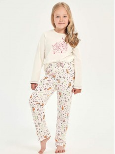 Бежевый пижамный комплект для девочки с брюками