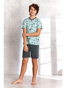 Подростковая пижама для мальчиков с шортами и принтованной футболкой
