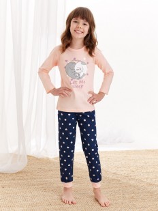 Хлопковая пижама для девочек со штанами и принтом котят