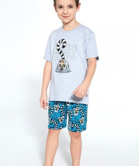 Пижамный комплект для мальчиков с шортами и принтом лемуры
