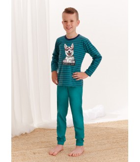 Детская хлопковая пижама для мальчиков с принтом хаски на кофте