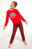 Хлопковая брючная пижама для девочек с длинным рукавом Cornette 594/592 family time красная - фото 1