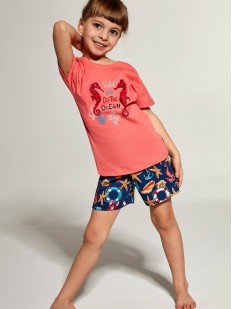 Хлопковая пижама для девочки из футболки с шортами