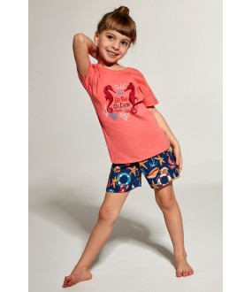 Хлопковая пижама для девочки из футболки с шортами