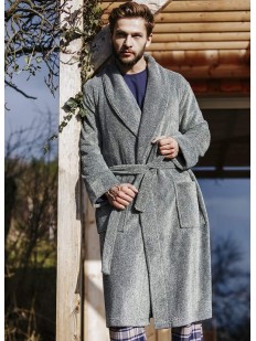 Флисовый серый мужской халат