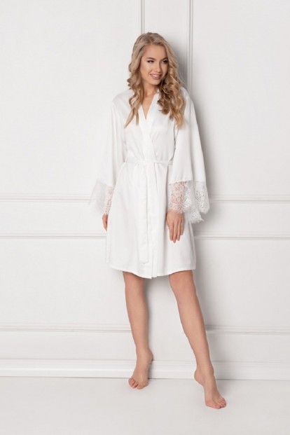 Женский летний халат с широким кружевным рукавом ARUELLE Vintage white - фото 1