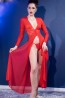 Пеньюар красного цвета прозрачный с кружевом Chilirose dress  - фото 4
