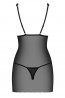 Короткая полупрозрачная сорочка черного цвета Obsessive LUCITA chemise - фото 4