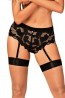 Черные эротические трусики слип со съемными подвязками для чулок Obsessive Editya garter panties  - фото 1