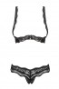 Черный эротический комплект женского кружевного белья с доступом Obsessive LUVAE set crotchless - фото 3