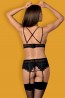 Черный кружевной комплект женского белья с поясом для чулок Obsessive LOLITTE set - фото 2