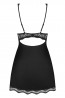 Черная эротическая сорочка бэбидолл с кружевным бюстом Obsessive LUVAE - фото 6