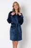 Женский халат на запахе с поясом и накладными карманами Aruelle Eve blue 22/23  - фото 1