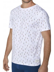 Белая мужская футболка из хлопка с морским принтом