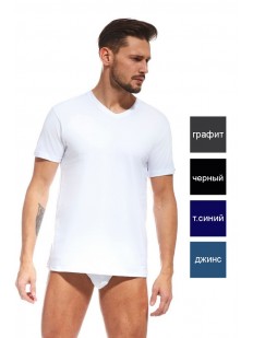 Нательная мужская футболка с V-образным вырезом ногрловины