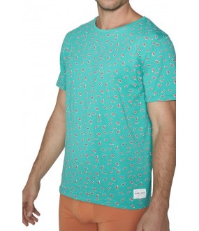 Бирюзовая мужская футболка из хлопка с принтом перчиков чили