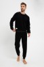 Мужская черная хлопковая пижама с брюками на манжетах и свитшотом Taro 3066 aw23/24 hugo - фото 1