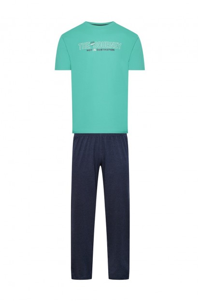 Хлопковая мужская пижама со штанами и мятной футболкой Rene Vilard 37048 FOCUS - фото 1