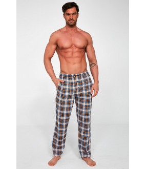 Клетчатые домашние мужские брюки из хлопка с боковыми карманами