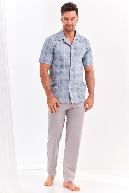 Мужской пижамный комплект с брюками и рубашкой в клетку Taro 921/954 - фото 1