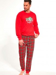 Красная мужская пижама с брюками и лонгсливом