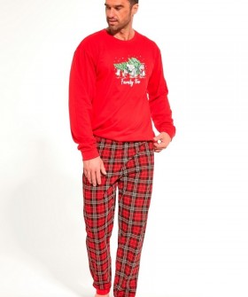 Красная мужская пижама с брюками и лонгсливом