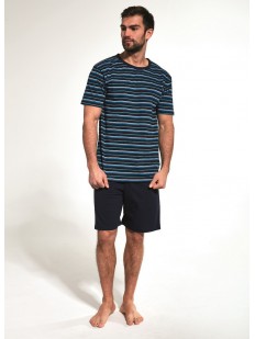 Последний товар!!! Летняя мужская пижама из хлопка с полосатой футболкой и однотонными шортами