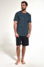 Летняя мужская пижама с полосатой футболкой и шортами Cornette 338 - фото 1