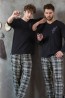 Мужская пижама с фланелевыми брюками и трикотажной кофтой Key Mns 433 b22  - фото 3