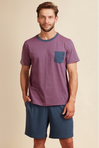 Пижама мужская сливового цвета с шортами Key Mns  - фото 1