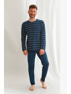Мужской пижамный комплект: хлопковые штаны и кофта в полоску