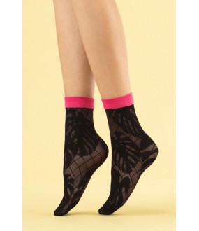 Стильные капроновые женские носки 30 den с яркой розовой резинкой