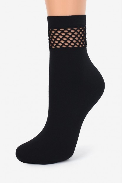 Женские высокие черные носки с сетчатой вставкой на щиколотке 60 den Marilyn Forte 5  - фото 1