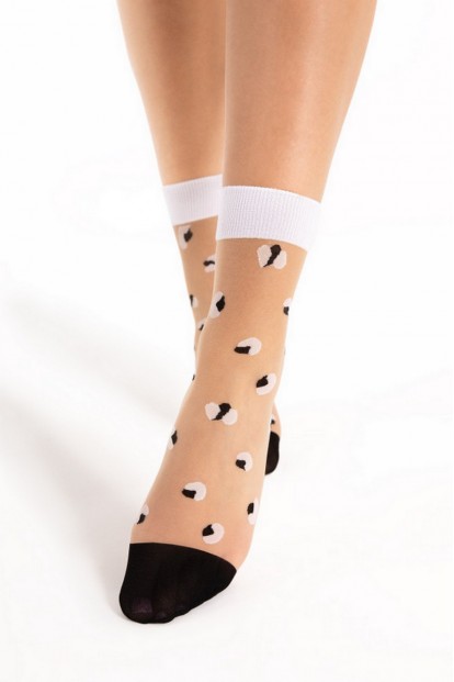 Телесные женские тонкие прозрачные носки с рисунком Fiore 1148/g pop up 15 den  - фото 1