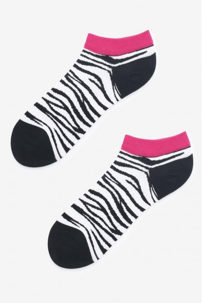 Женские короткие хлопковые носочки с принтом в виде зебры Marilyn Zebra  - фото 1