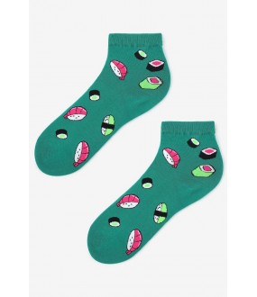 Зеленые женские носочки с рисунком суши