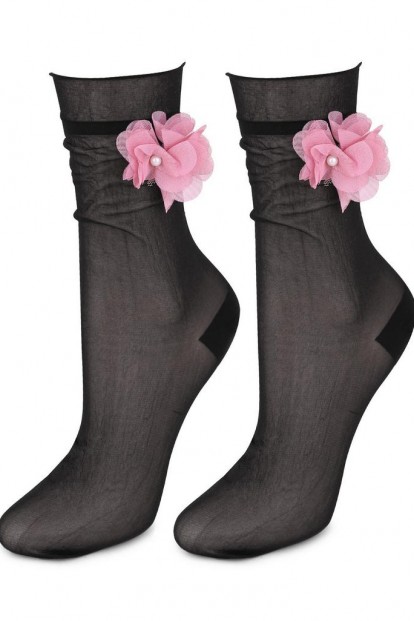 Высокие капроновые женские носки с цветком Marilyn AIR SOCKS FLOWER 10 DEN - фото 1